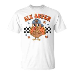 Camiseta Six Seven Turkey Thanksgiving, diseño de meme 67 para niños - Product Image 1