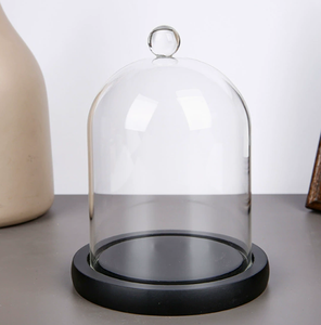 Cloche en verre anti-poussière avec base en bois, cloche décorative pour bougie, cloche en verre décorative pour table - Product Image 2