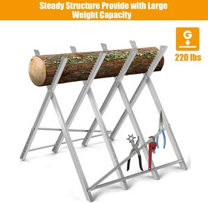 Échelle à scie pliante, conçue pour couper du bois <span class=keywords><strong>de</strong></span> chauffage, avec une capacité <span class=keywords><strong>de</strong></span> charge <span class=keywords><strong>de</strong></span> 220 livres et des supports <span class=keywords><strong>de</strong></span> coupe métalliques réglables - Product Image 4