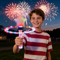 Bâton lumineux LED rotatif 30 cm avec étoile, thème drapeau patriotique USA, rouge, blanc, bleu, clignotant, pour fête