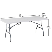 Table Pliante Rectangulaire en Plastique Blanche d'Extérieur 1,80 m