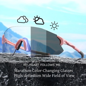 Lunettes de soleil de sport photochromiques carrées sans monture de marque de créateur de mode, verres monobloc dégradés, protection UV400, confortables - Product Image 2