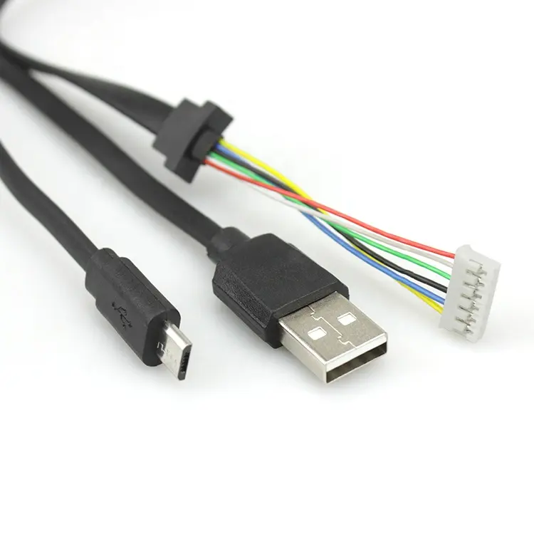 Micro USB 2.0 Y Splitter male to xh2.54 connector 6p Data Cord flat usb cable