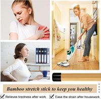 Bâton de yoga en bambou naturel de 26 pouces, 6 pièces, extrémités en caoutchouc antidérapantes - Correcteur de posture, outil d'étirement pour la flexibilité et l'équilibre