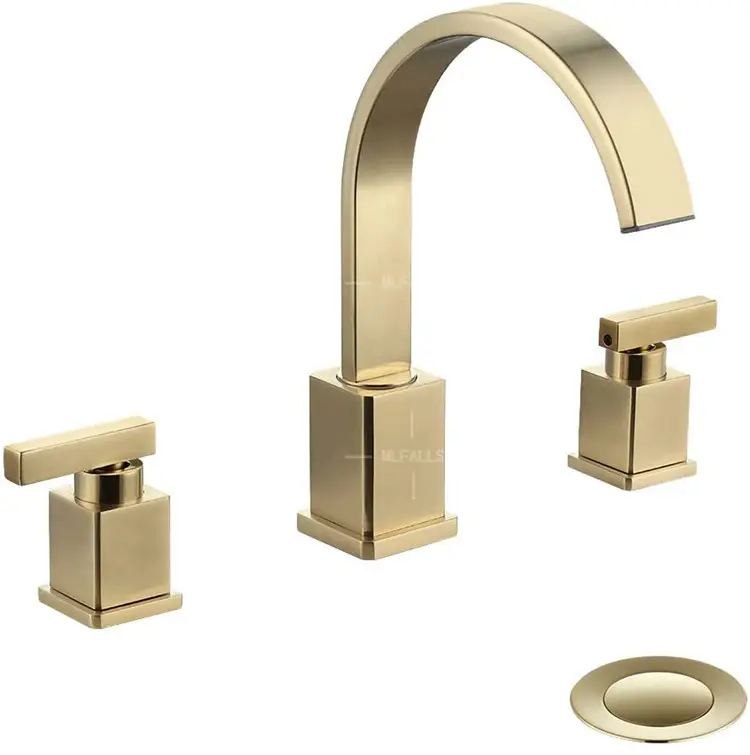 ce double handle brushed gold sus 304 stainless steel cheap bathroom basin sink tap faucet for bathroom