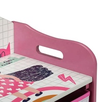 Boîte de rangement en bois pour enfants, banc de jouets meubles pour enfants rose filles grande boîte de rangement de jouets deux tiroirs en tissu