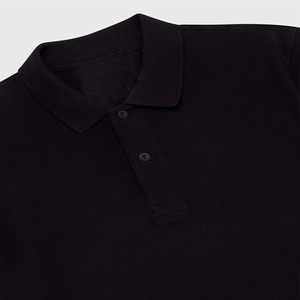 Polo en laine mérinos pour femme, tissu tricoté de qualité supérieure en coton/polyester, col rabattu, noir. - Product Image 5