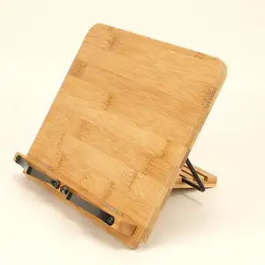 Handcrafted Bamboo Book Stand ajustável Book Holder Tray Resistente Cookbook Reading Desk para Crianças Adultos