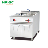 Équipement de cuisine commerciale Friteuse à gaz électrique en acier inoxydable avec armoire 2 réservoirs et 2 paniers pour la cuisine de restaurant