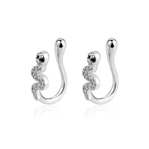 Free Sample No Piercing Micro Inlay Zircon Snake Shape Stainless Steel Fashion Nose Septum Rings