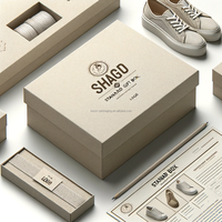Boîte de rangement pour chaussures en carton kraft solide à deux pièces, avec gaufrage OEM, laminage mat, matériaux recyclés écologiques