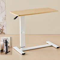 Bureau moderne et tendance en bois, réglable en hauteur pneumatiquement, avec interface USB, design carré pliable et mobile pour chambre et bureau
