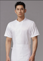 SunYue Manteau de chef en coton personnalisé Veste de chef de cuisine blanche pour hôtel Uniforme de chef de restaurant à manches courtes pour hommes et femmes