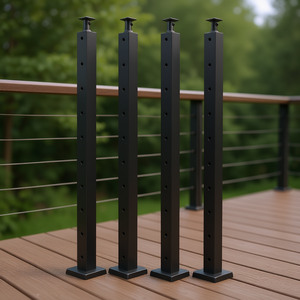 Poteau de balustrade en acier inoxydable 91,4x2,5x5 cm avec trous pré-perforés, trou horizontal, pour balustrades de terrasse et mains courantes - Product Image 2