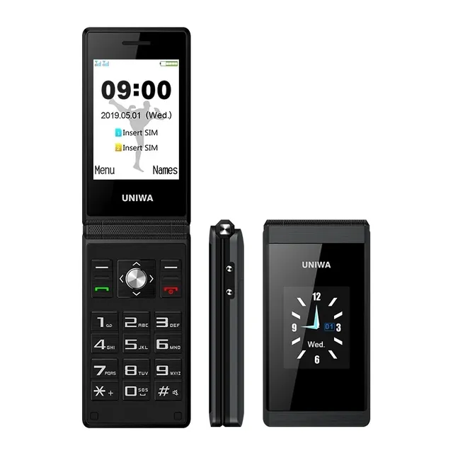 UNIWA X28 Old Man Flip Mobile Phone 2G GSM Senior Big Push-Button Telephone Dual SIM FM Radio  Cellphone