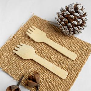 Tenedor de Madera de Magnolia Conifera de 95 mm, Utensilio Desechable Compacto, Ecológico, Biodegradable, Mini Tenedor - Product Image 1