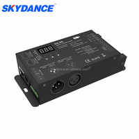 Controlador de Luces Skydance D4-XE DMX512/RDM, Entrada de 12-48 VCC, 32.5 A, Decodificador DMX512 de Voltaje Constante de 4 Canales con Pantalla Digital