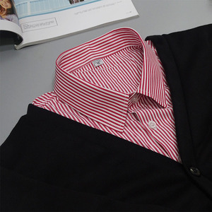 Camisas Elegantes con <span class=keywords><strong>Cuello</strong></span> Chino y Rayas Falsas Desmontables para Hombre - Product Image 2