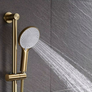 Ensemble de douche de luxe 3 fonctions pour salle de bain, mitigeur à main en laiton chaud/froid avec tige relevable, jet de pulvérisation, finition or brossé, en promotion pour appartement - Product Image 5