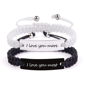Commercio all'ingrosso Logo in acciaio inox ciondolo treccia treccia coppia braccialetti per gli uomini e le donne amante amico - Product Image 2