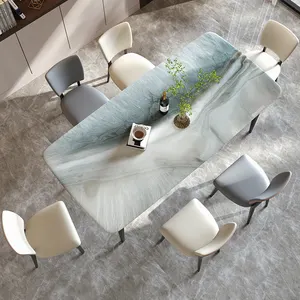 Sample Design Marble Top Dining Room Table Dining Room Furniture Dining Table Chair Set Luxury With Carbon Steel Base