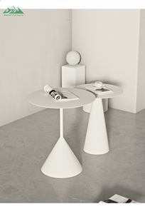 Wayon 现代白色金属咖啡桌 2 件套，带锥形腿，圆形玻璃桌面，适合客厅家庭办公室装饰 - Product Image 5