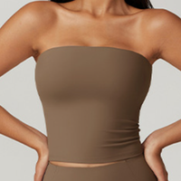 Sujetador deportivo sin tirantes para mujer con copas integradas, de secado rápido, transpirable, antibacteriano, sin costuras, con logo frontal personalizable, conjuntos para