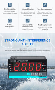 Nhà Cung Cấp Nhà Sản Xuất Vôn Kế 4 Chữ Số Vôn Kế Đầu Vào Đa Kênh 2 Vòng Đồng Hồ Đo Dòng Điện Áp Xoay Chiều - Product Image 5