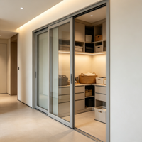 Porte coulissante intérieure en aluminium avec verre trempé dépoli pour chambre à coucher, espace privé, séparation de pièce