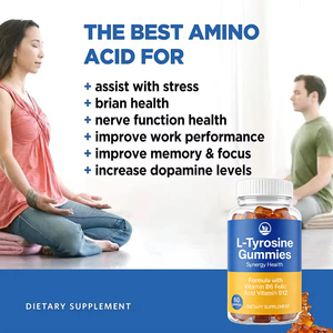 Gomitas de L-tirosina Populares, Ayudan a Aliviar el Estrés, Mejoran el Rendimiento y la Concentración, Suplemento Dietético Vitamínico, Sabor a Arándano - Product Image 4