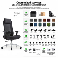 Chaises de bureau ergonomiques confortables en maille, hauteur réglable, appui-tête, accoudoirs, soutien lombaire, dossier respirant, chaise de bureau pivotante