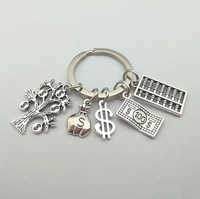Porte-clés Arbre de la prospérité et de la richesse financière, Calculatrice abaque, Sac d'argent en dollars américains, Arbre à monnaie, pour comptable