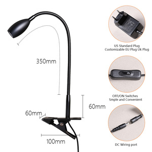 Lampes <span class=keywords><strong>de</strong></span> lecture à LED pour <span class=keywords><strong>lit</strong></span> d'enfant 360 ° Flexible Clip on headboard lamp 3W 3000k Desk Lamp with Clamp for Bedroom Workbench Black - Product Image 6