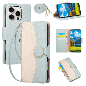 Pour iPhone, étui de protection classique cousu en TPU+PC, étanche, antichoc, avec fermeture éclair, fente pour cartes, anti-chute, style européen et américain - Product Image 1