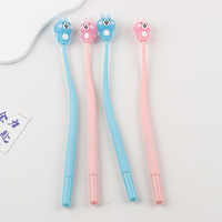 Nouveau stylo promotionnel en gel noir anti-stress en plastique, avec tête de dessin animé en gel souple, 0,5 mm, pour étudiants