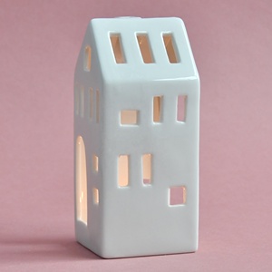 White Ceramic Tea Light <strong>Houses</strong> Provincial Home Living Decorative Accessories <strong>Village</strong> Ceramic Tealight Candle Holders - Product Image 2