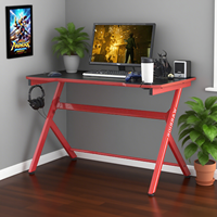 Bureau d'ordinateur de bureau moderne et simple GUOGE, cadre en acier, plateau en bois, multifonctionnel, durable, table de jeu