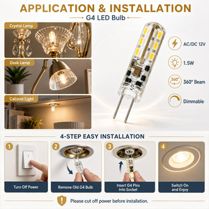 Ampoules LED G4 à 360 degrés, 1W, 70-90LM, dimmables, AC DC 12V, 2700K, 6000K, ETL CE RoHS, 15000H, garantie de 2 ans, pour usage intérieur - Product Image 6