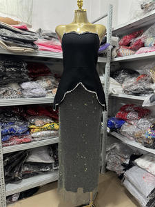 Ocstrade فستان سهرة ميدي مثير للنساء بتصميم ضيق بدون حمالات ومزين بالترتر، طقم من قطعتين يسمح بالتهوية ومرصع بحجر الراين - Product Image 6