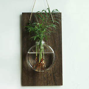 Giardino <span class=keywords><strong>interno</strong></span> idroponico pannelli di legno parete arte metallo pianta modellata parete interna appeso fioriera di vetro per ufficio formato corda - Product Image 5