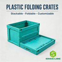 Conteneur de stockage pliable en plastique écologique Sinocube, grand format, empilable et emboîtable, pour le stockage des aliments et des marchandises industrielles