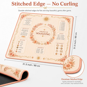 Vibrant Chinoiserie Floral American Mahjong Play Mat Premium Anti-Slip Neoprene Table Protection Pad with Built-in Scoring Guide - Product Image 2