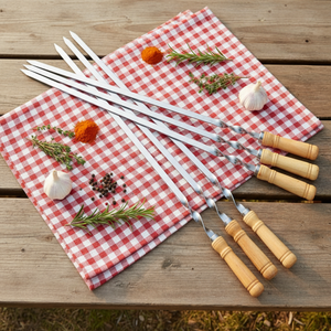 Brochetas Kabob <span class=keywords><strong>de</strong></span> 6 uds., juego <span class=keywords><strong>de</strong></span> <span class=keywords><strong>pinchos</strong></span> para barbacoa <span class=keywords><strong>de</strong></span> acero inoxidable para carne, camarones, <span class=keywords><strong>pollo</strong></span>, <span class=keywords><strong>verduras</strong></span> <span class=keywords><strong>con</strong></span> mango <span class=keywords><strong>de</strong></span> madera - Product Image 2