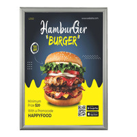 Boîte lumineuse LED ultra-mince étanche avec cadre métallique pour affichage publicitaire en snack-bar, ascenseur, utilisation intérieure, transfrontalier