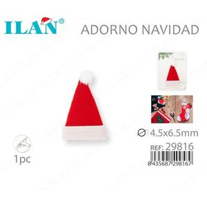 Ornamento a forma di cappello di Babbo Natale rosso 4,5x6,5 mm per decorare l'albero di Natale - Product Image 3