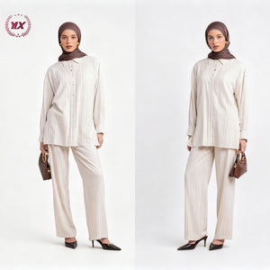 2026 Striped Muslim Prayer <strong>Set</strong> for Women Full Cover Abaya with Matching <strong>Hijab</strong> Islamic Soft Stretch Eid <strong>Gift</strong> - Product Image 1