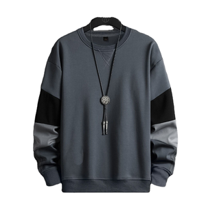 Harajuku Style Patchwork Sweatshirt | Cyberpunk Aesthetic Contrast Sleeve <b>Jumper</b> | Men's Hip-Hop Graphic Streetwear - Product Image 2