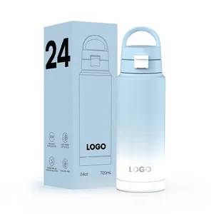 Fábrica 2023 Novo Design Vacuum 304 Aço Inoxidável Logotipo Personalizado Garrafa De Água Isolada com Tampa Colorida