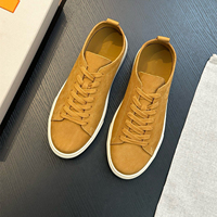 Chaussures basses en daim véritable kaki pour hommes, originales d'Italie, à lacets, baskets décontractées, chaussures de marche quotidiennes