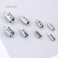 KAVNAR Embout de cordon à sertir en acier inoxydable avec boucle pour bracelet en cuir, collier, artisanat DIY